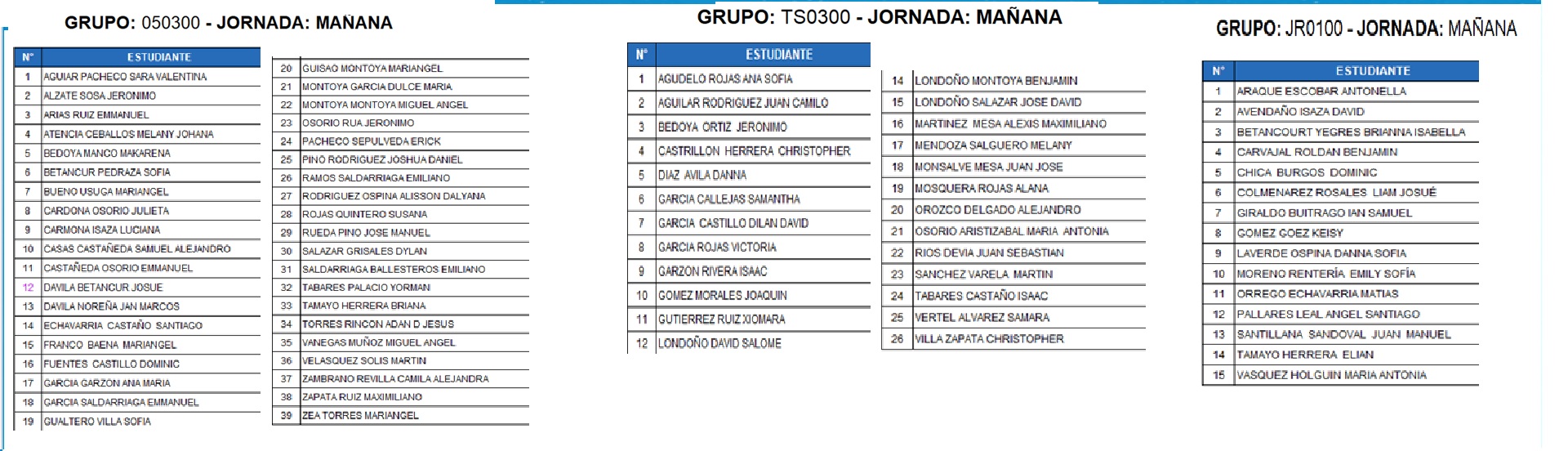 Listados primaria a.m.